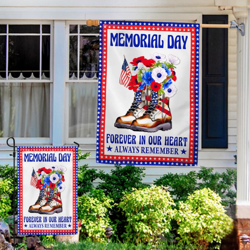 Memorial Day Veteran Boots Forever In Our Heart Always Remember Flag MLN1175F