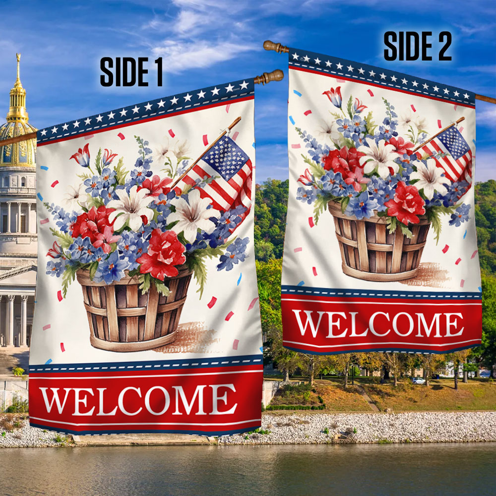 Flagwix American Flag - Welcome Floral Patriotic Flower 4th Of july American Flag TQN1348F