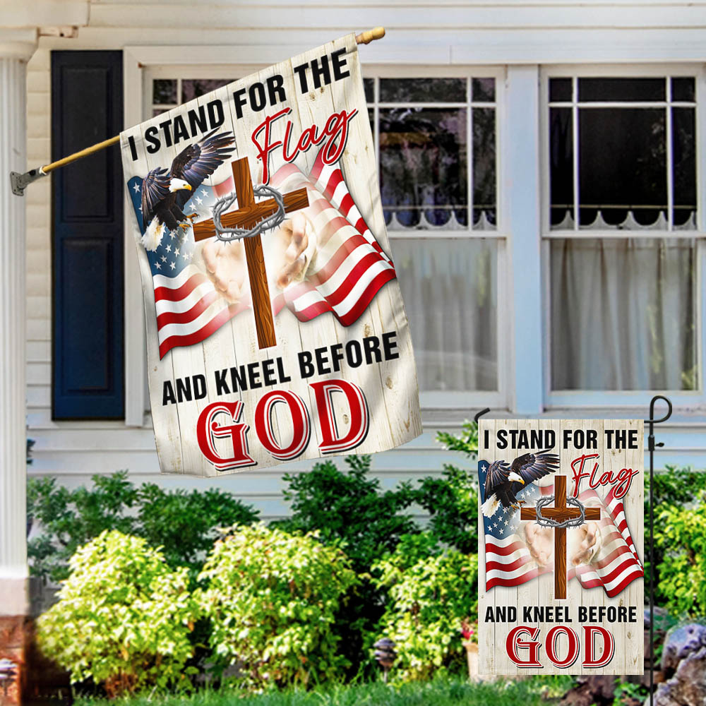 Jesus Christ American Flag I Stand For The Flag and Kneel Before God Flag MLN1231F