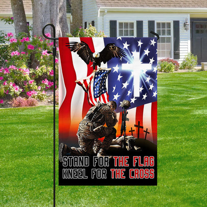 Memorial Day Veteran Stand For The Flag Kneel For The Cross Flag MLN1176F
