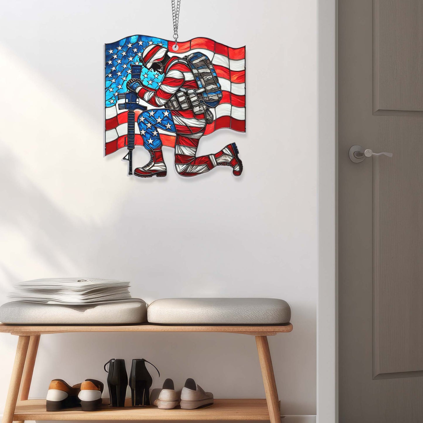 Veterans Days Thank You Veterans Soldier Kneeling Suncatcher Acrylic Hanging TQN3846AS