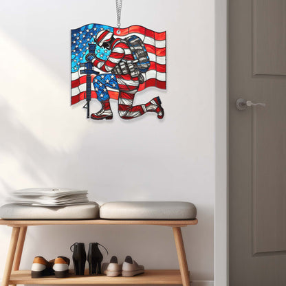 Veterans Days Thank You Veterans Soldier Kneeling Suncatcher Acrylic Hanging TQN3846AS