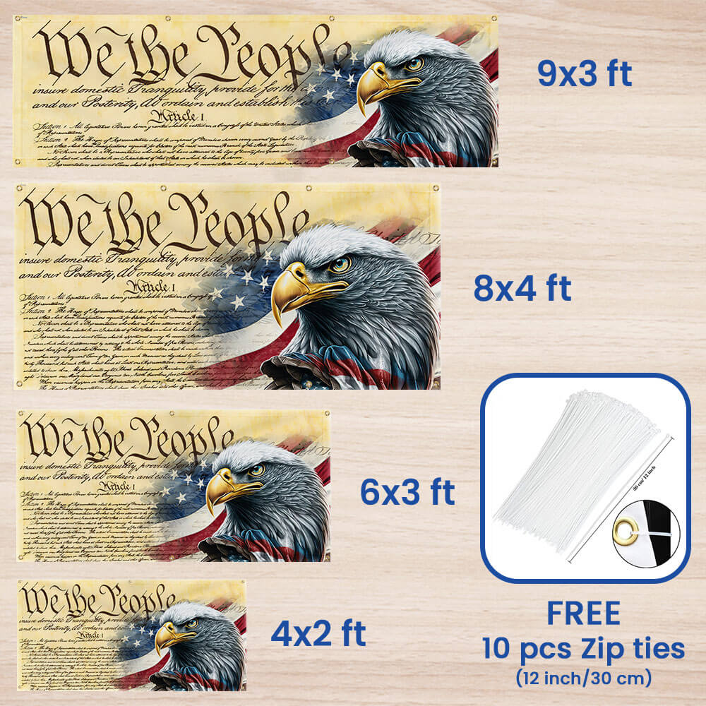 We The People. Patriotic American Eagle Fence Banner TPT780FB