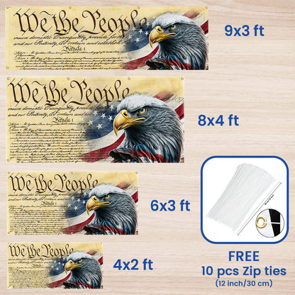 We The People. Patriotic American Eagle Fence Banner TPT780FB