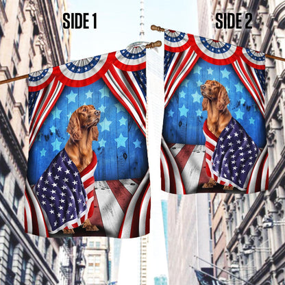 Flagwix American Flag - Happy 4th Of july. Irish Setter Patriotic Dog, American Flag Wrapped in Glory TPT898Fv7