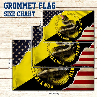 American Gadsden Grommet Flag Liberty Or Death Don't Tread On Me BNN349GF