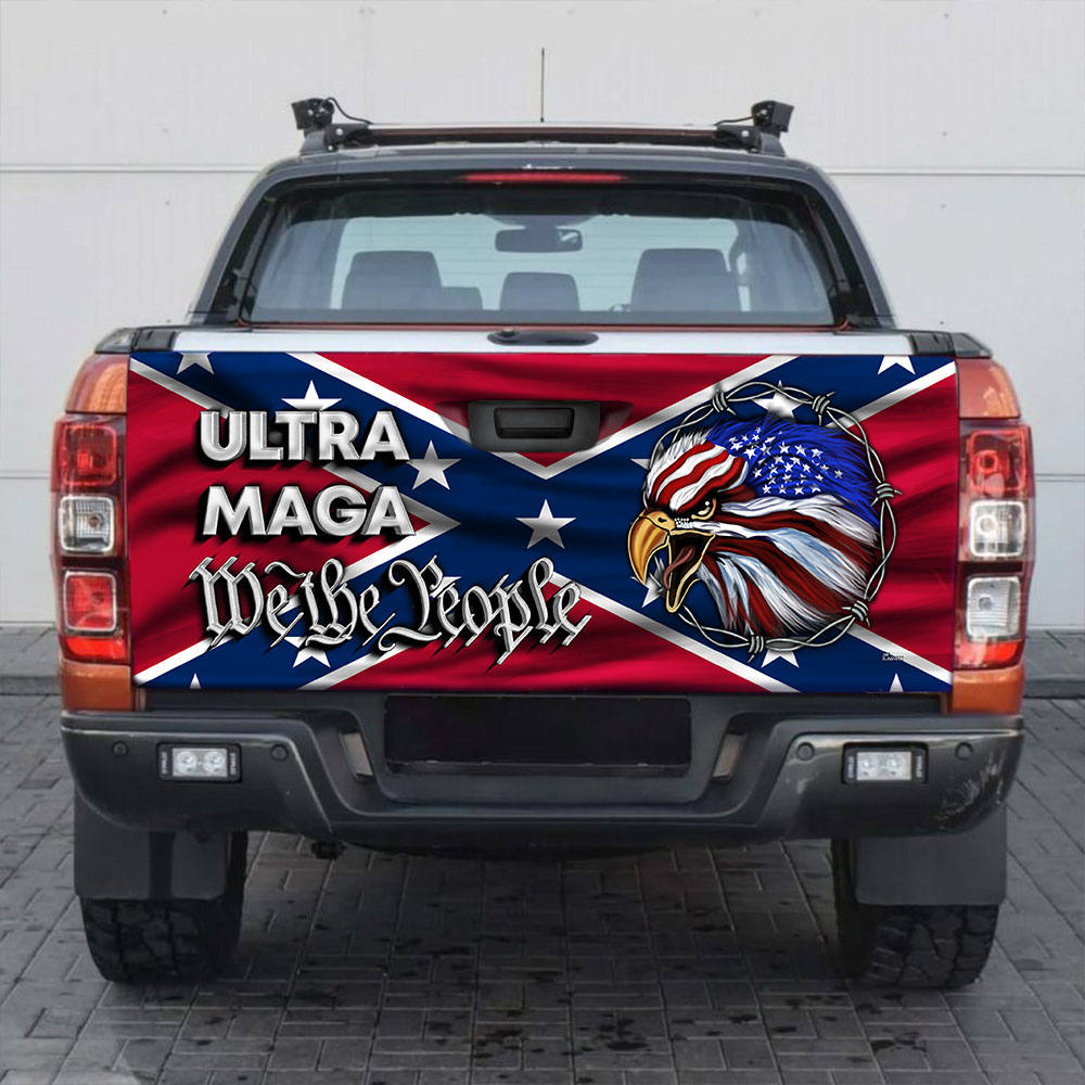 Ultra MAGA Truck Tailgate Decal Sticker Wrap We The People Southern Confederate Flag TQN145TDv1