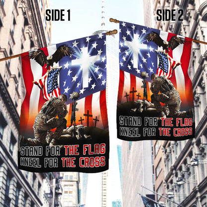 Memorial Day Veteran Stand For The Flag Kneel For The Cross Flag MLN1176F