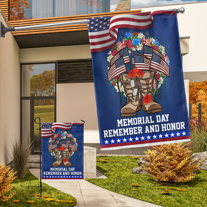 Flagwix American Flag - Memorial Day Veteran Boots American Wreath Remember and Honor Flag MLN1264F