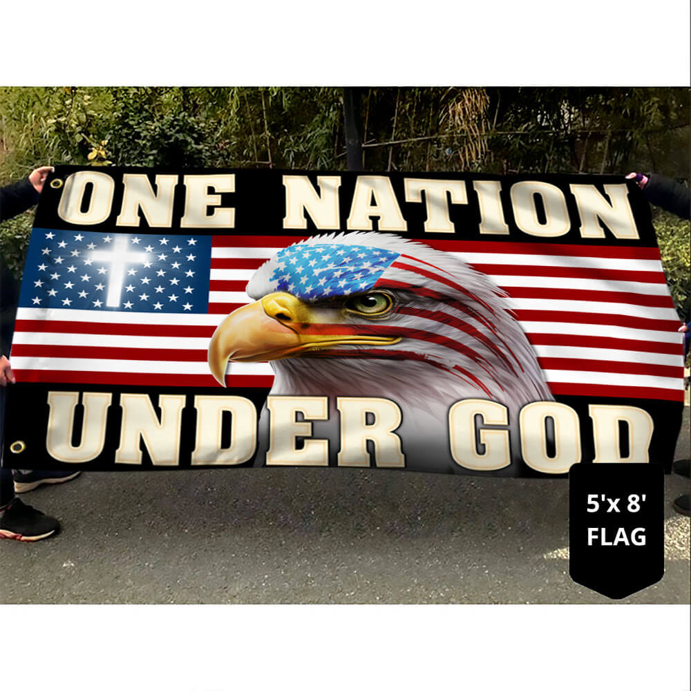 One Nation Under God Patriotic Eagle Grommet Flag MLN2786GF