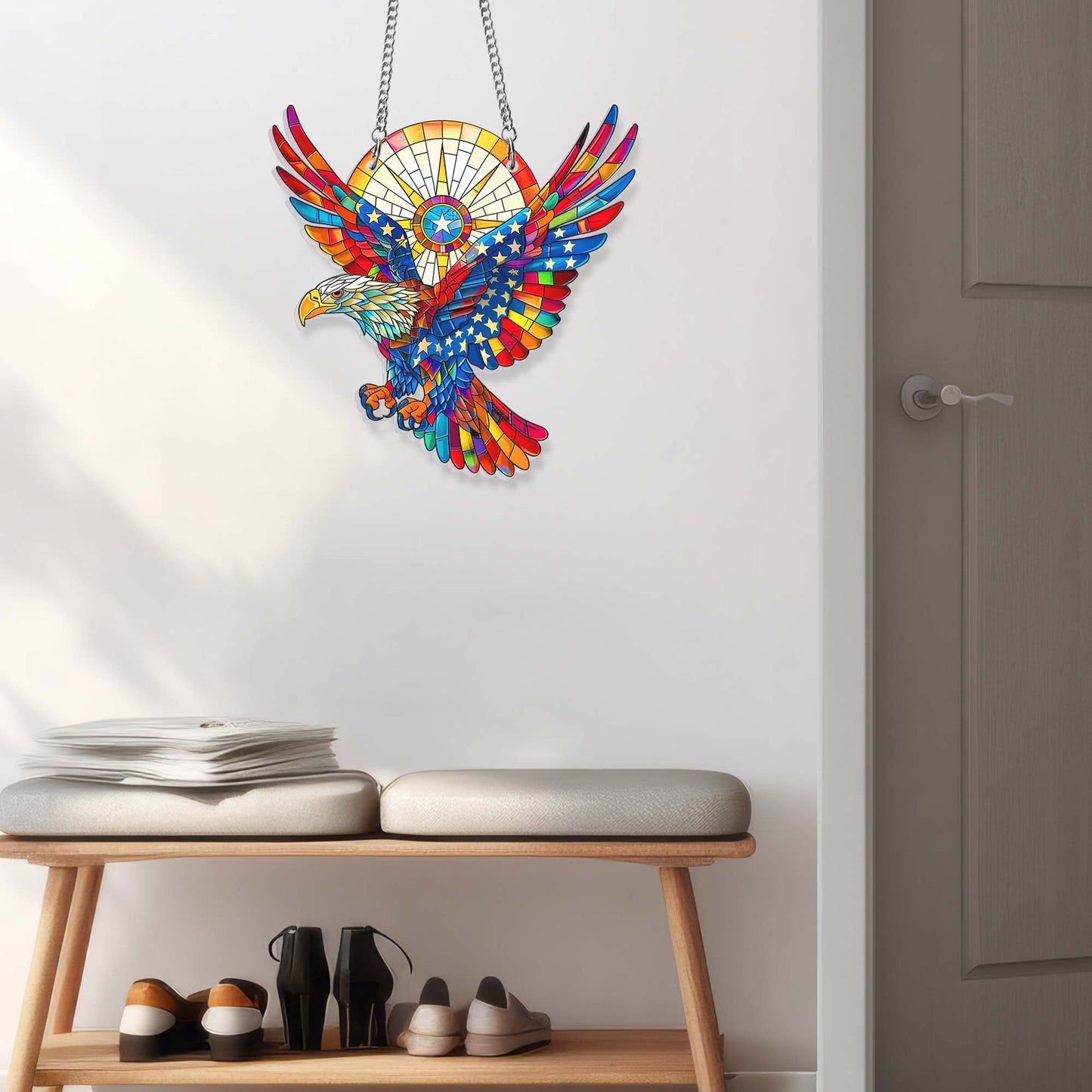 USA Flag American Eagle Suncatcher Acrylic Hanging VTM292ASn