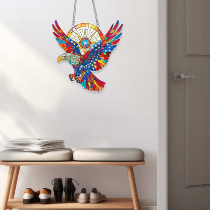 USA Flag American Eagle Suncatcher Acrylic Hanging VTM292ASn
