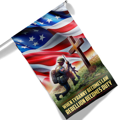 Veteran Kneeling The Cross Flag When Tyranny Becomes Law  Rebellion Becomes Duty MLN3170F