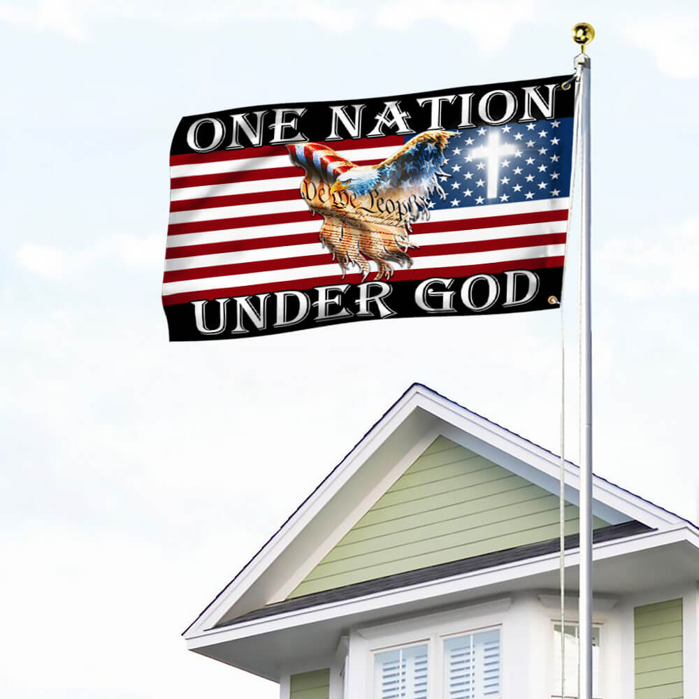 Flagwix American Flag - One Nation Under God Patriotic Eagle American Grommet Flag TPT1310GF