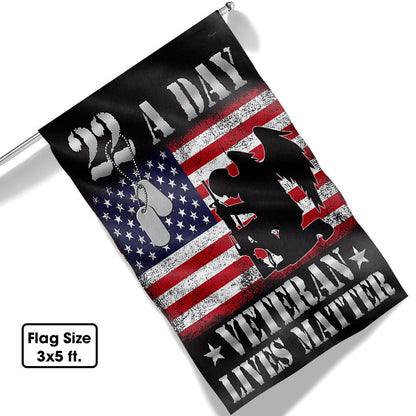 22 A Day Veterans Flag Veteran Lives Matter Suicide Awareness TQN496F