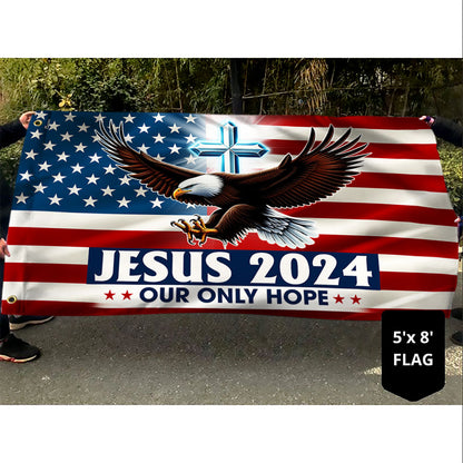 Jesus Our Hope American Eagle Grommet Flag PTL01GF