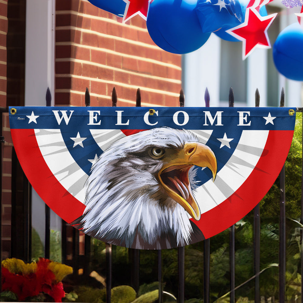 Flagwix American Flag - Patriotic Eagle Welcome American  Non-Pleated Fan Flag MLN3138FL