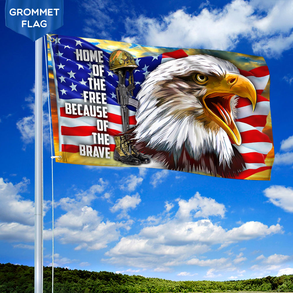 Eagle American Grommet Flag, Home Of The Free Because Of The Brave QNK1056GF