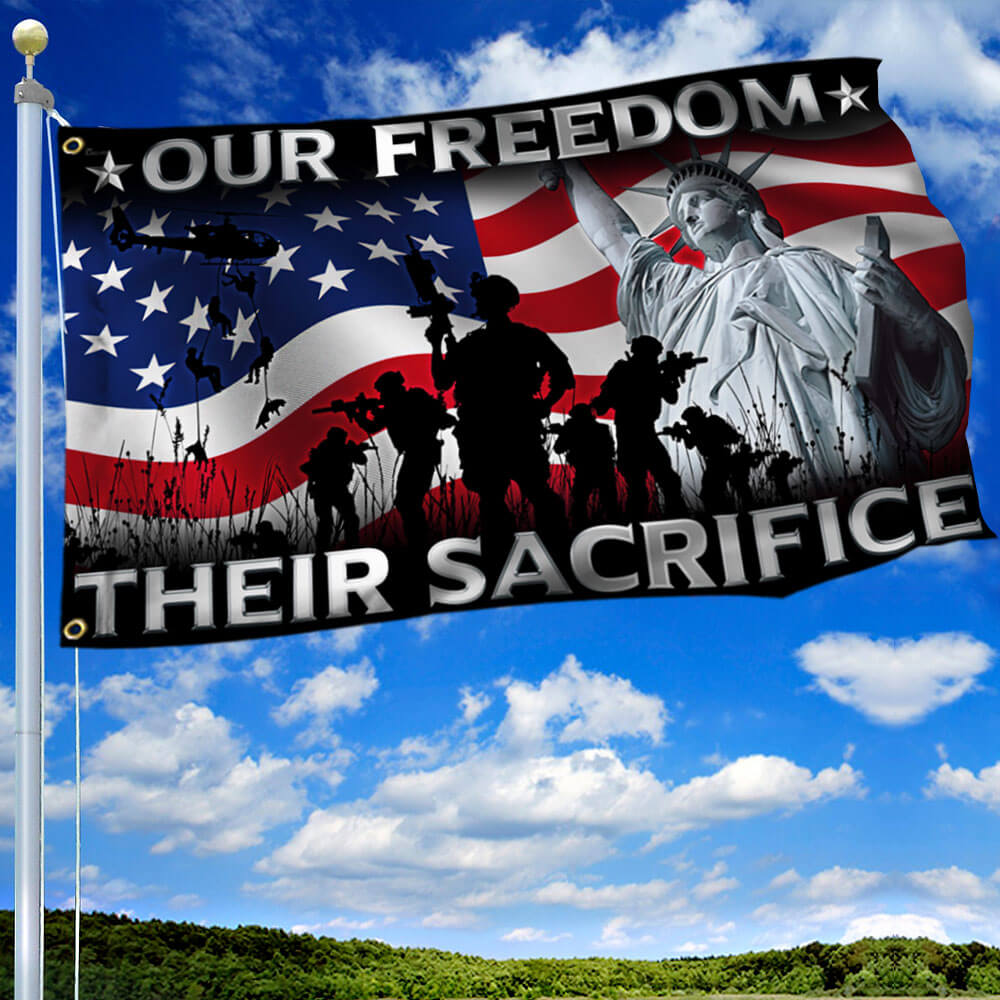 Memorial Day Grommet Flag Our Freedom Their Sacrifice U.S. Veteran  TQN109GF