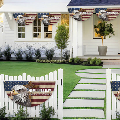 Memorial Day Eagle Christian Cross Remember & Honor Non-Pleated Fan Flag MLN5532PMN