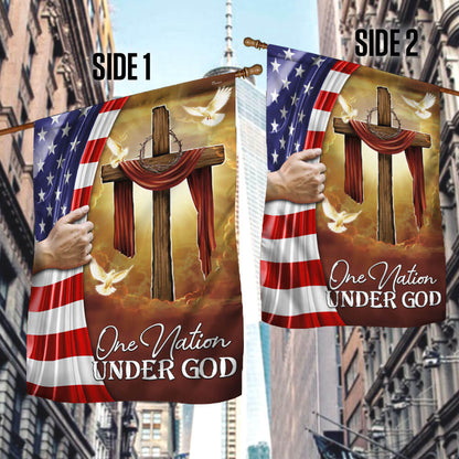 Flagwix American Flag - One Nation Under God Christian Cross American Flag TPT1317F