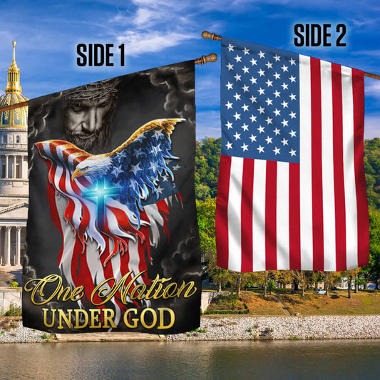 Flagwix American Flag - One Nation Under God Jesus Christian Cross American Eagle Flag TPT810F