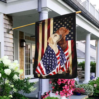 Yellow And Red Fox Labrador Retriever Flag FLAGWIX  ™ American Patriot Flag Wrapped in Glory