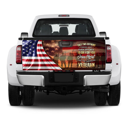 Owe To God And Veteran Truck Tailgate Decal Sticker Wrap