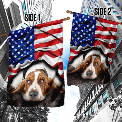 Basset Hound. American Patriot Flag