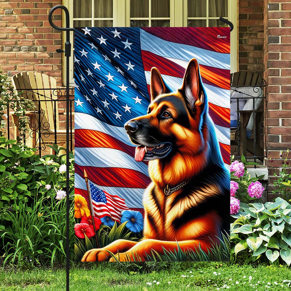 FLAGWIX  Patriot German Shepherd American Flag MLN2633F