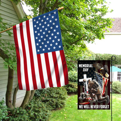 Memorial Day. Remember and Honor Veteran American Eagle Two-Sided Flag TPT776Fv1