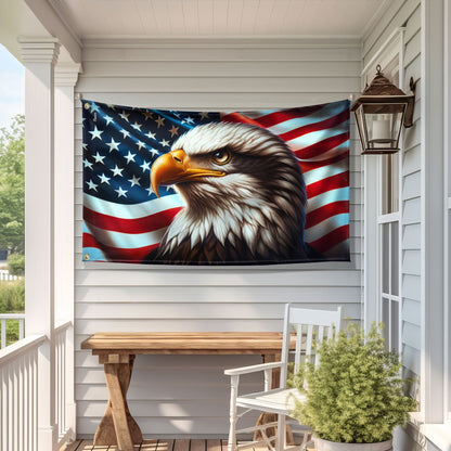 Flagwix American Flag | Patriotic Eagle American Grommet Flag
