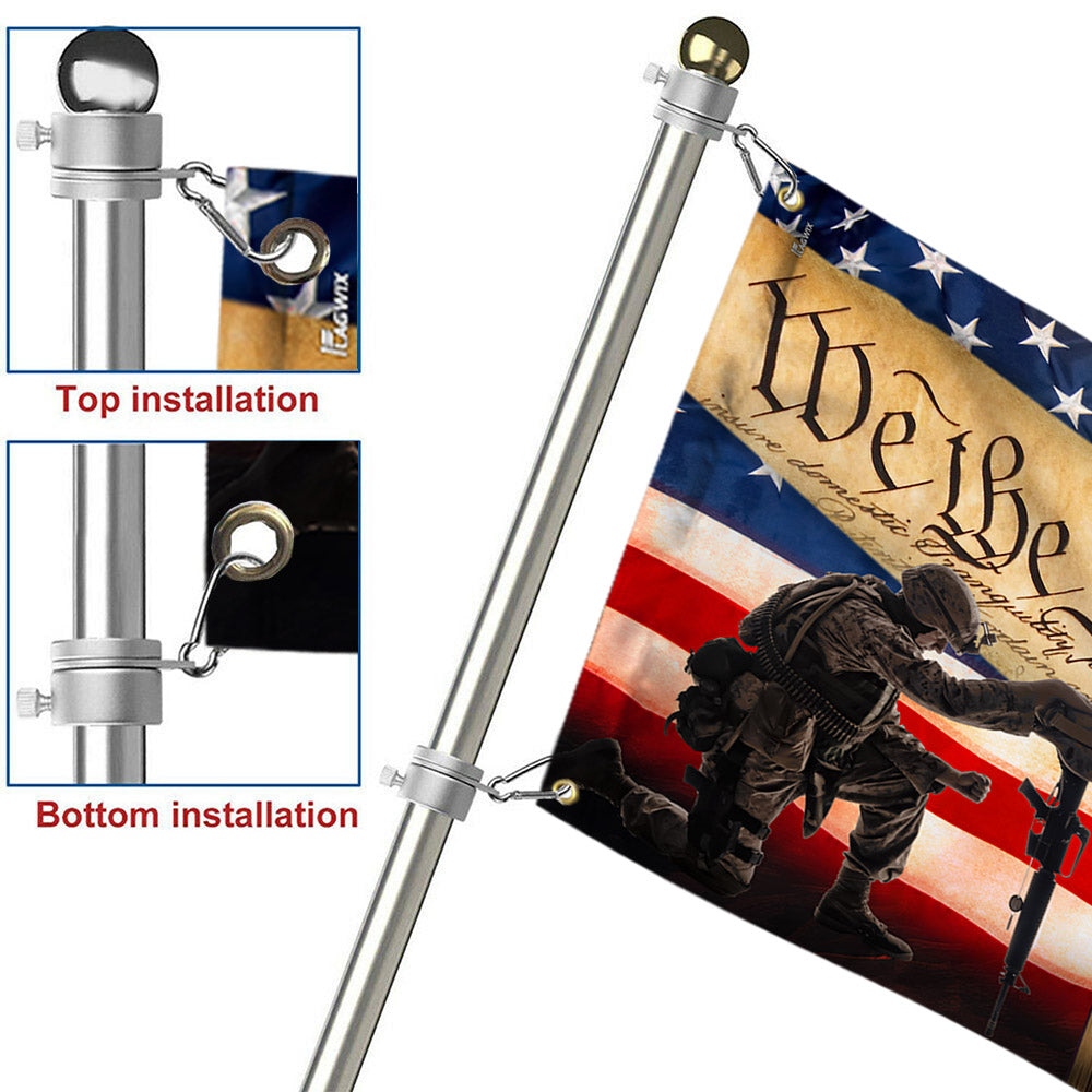 Veteran Kneeling Cross Patriot Eagle We The People Grommet Flag MLN2774GF