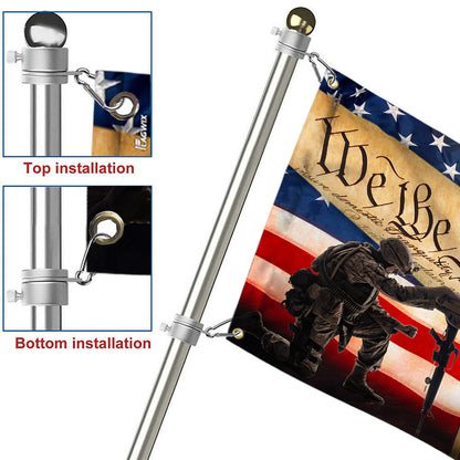 Veteran Kneeling Cross Patriot Eagle We The People Grommet Flag MLN2774GF