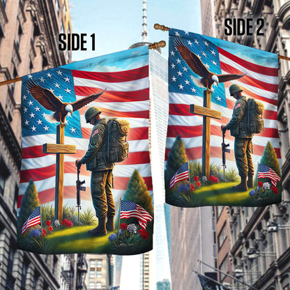 Memorial Day FLAGWIX  Veteran Standing For The Flag Kneel For The Cross Eagle Flag MLN2440F