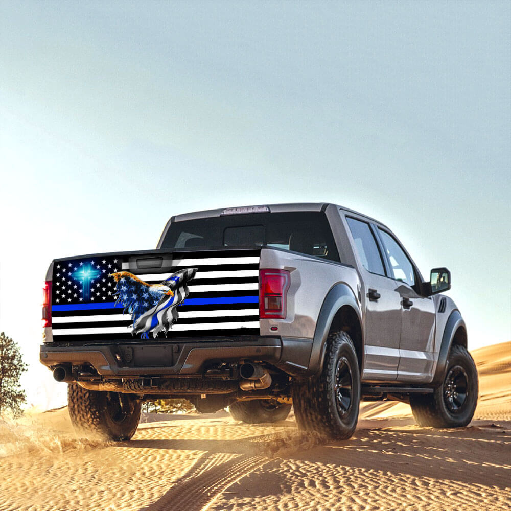 The Thin Blue Line. Police. Law Enforcement American Eagle Truck Tailgate Decal Sticker Wrap THB3482TDv1