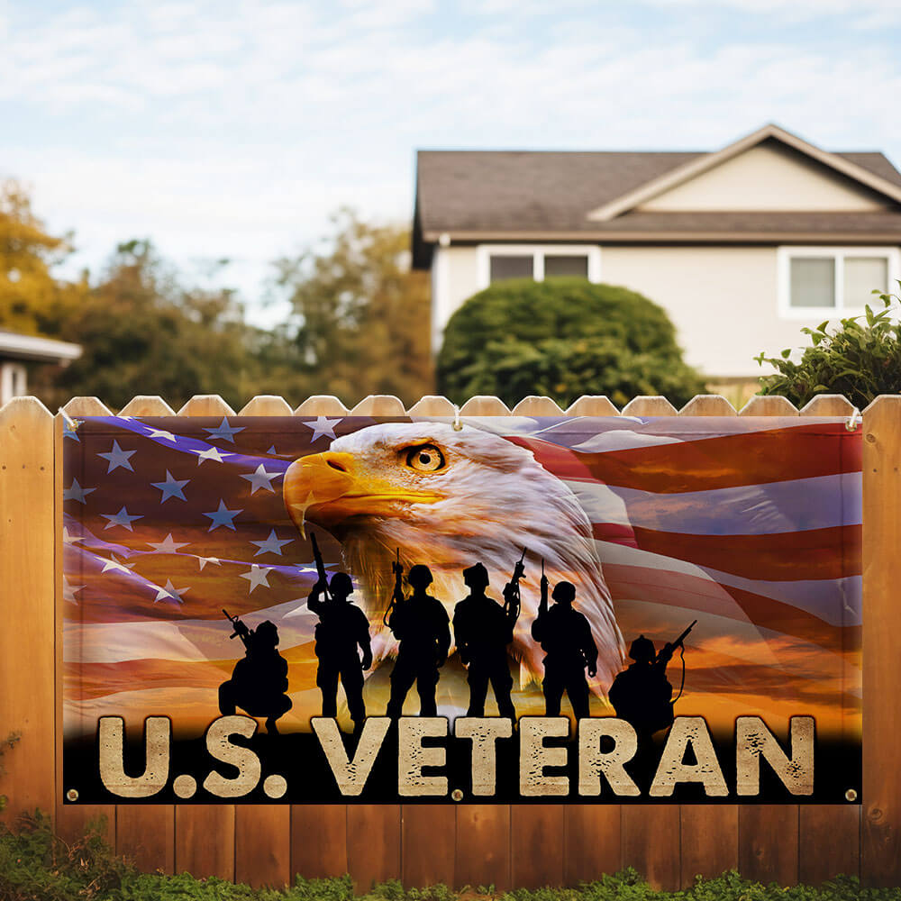U.S. Veteran Military Fence Banner TQN2655FB