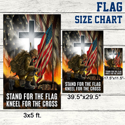 Veteran Flag Stand For The Flag Kneel For The Cross Veterans Day Flag MLN3970F