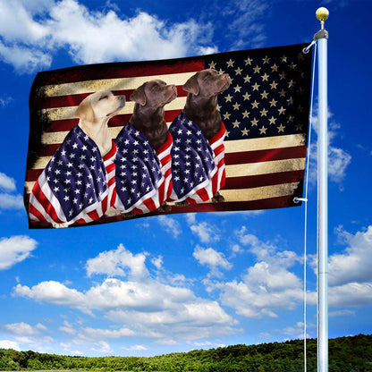 Chocolate Labrador and  Yellow Labrador Patriotic American Flag TPT1087GF
