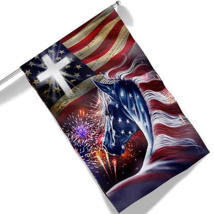Horse Patriotic American Flag MLN1436F