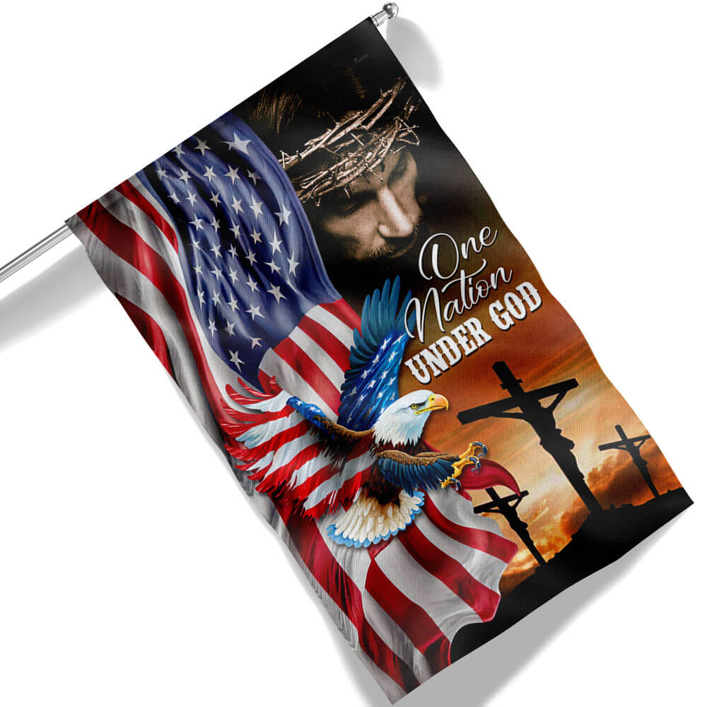 American Flag - One Nation Under God – Jesus Christian American Eagle  Flag