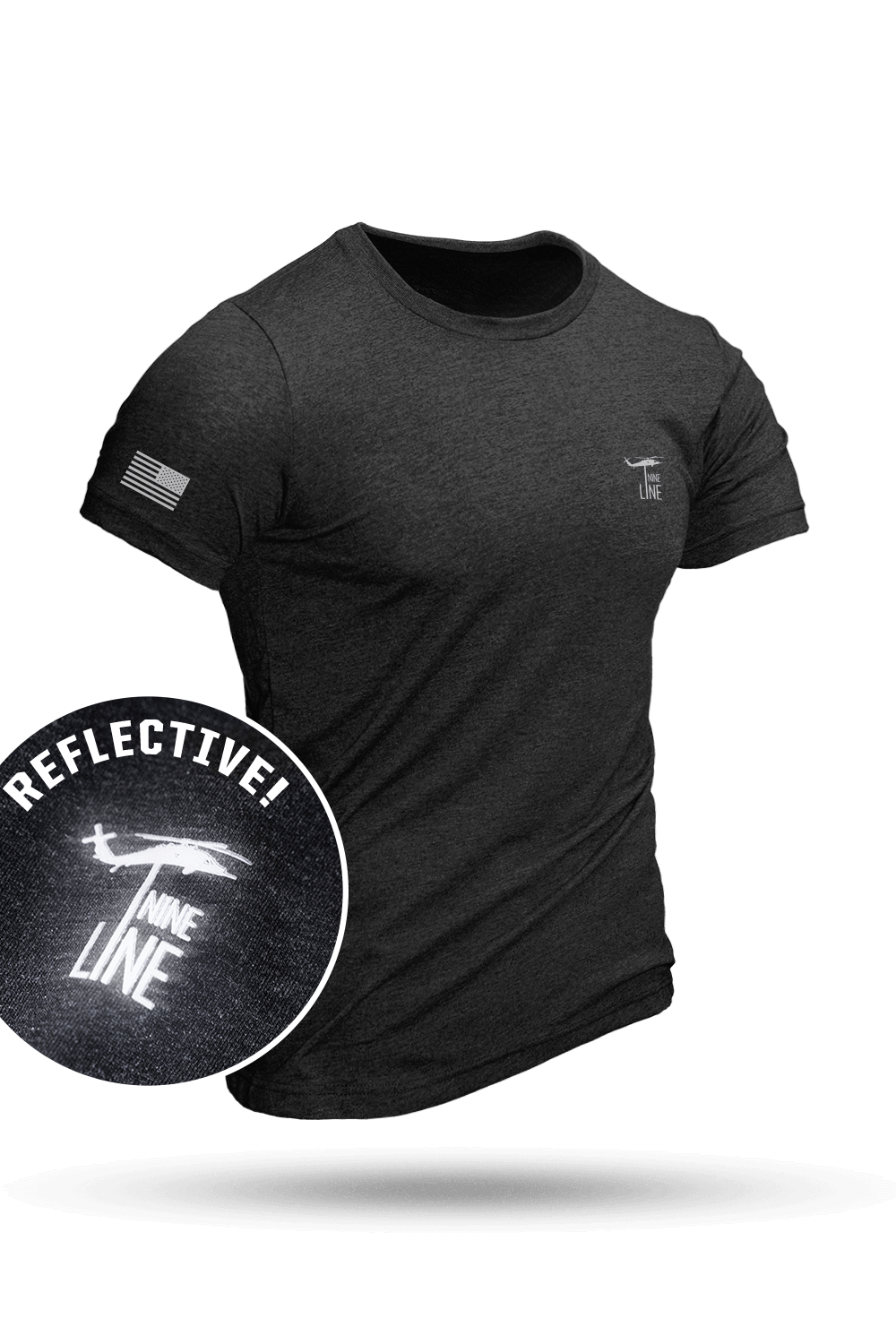 Reflective Dropline Logo with Flag - Athletic T-Shirt