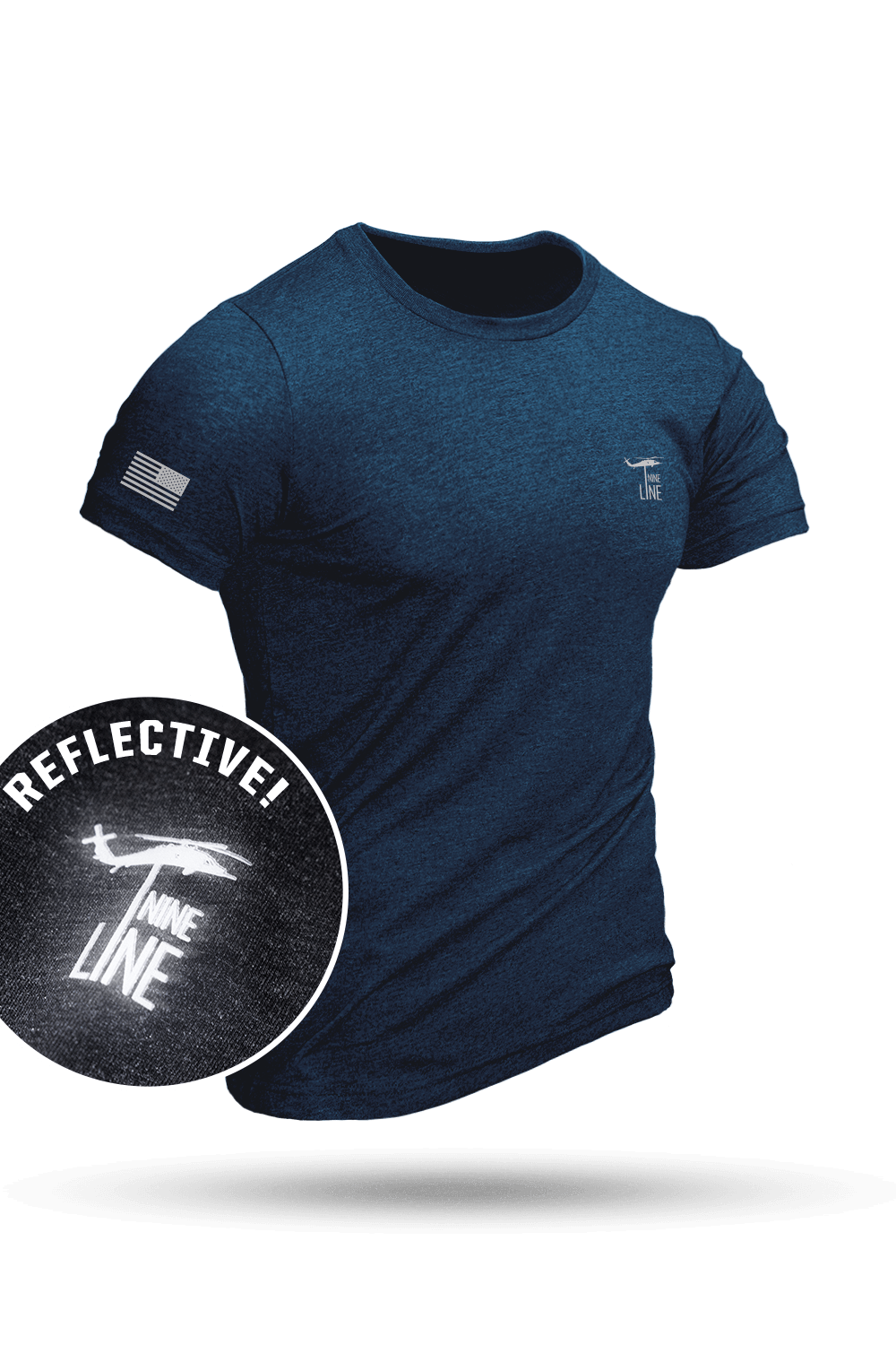 Reflective Dropline Logo with Flag - Athletic T-Shirt