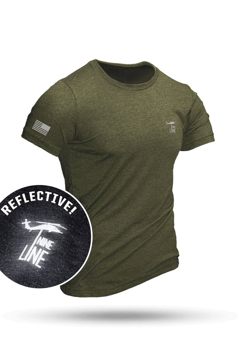 Reflective Dropline Logo with Flag - Athletic T-Shirt