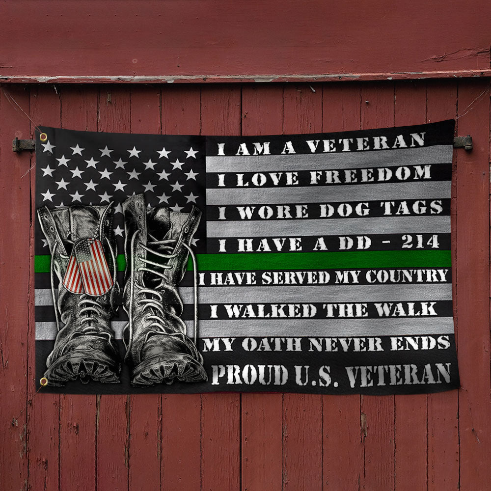 Veteran Flag Proud U.S. Veteran American Grommet Flag QTR40GF