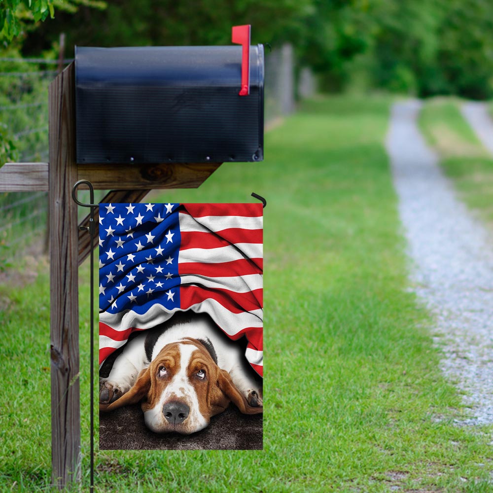 Basset Hound. American Patriot Flag