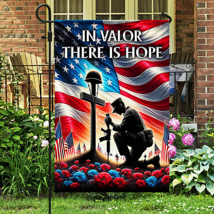 FLAGWIX  Veteran Memorial Day Kneeling Solder Cross In Valor There Is Hope Flag MLN2606F