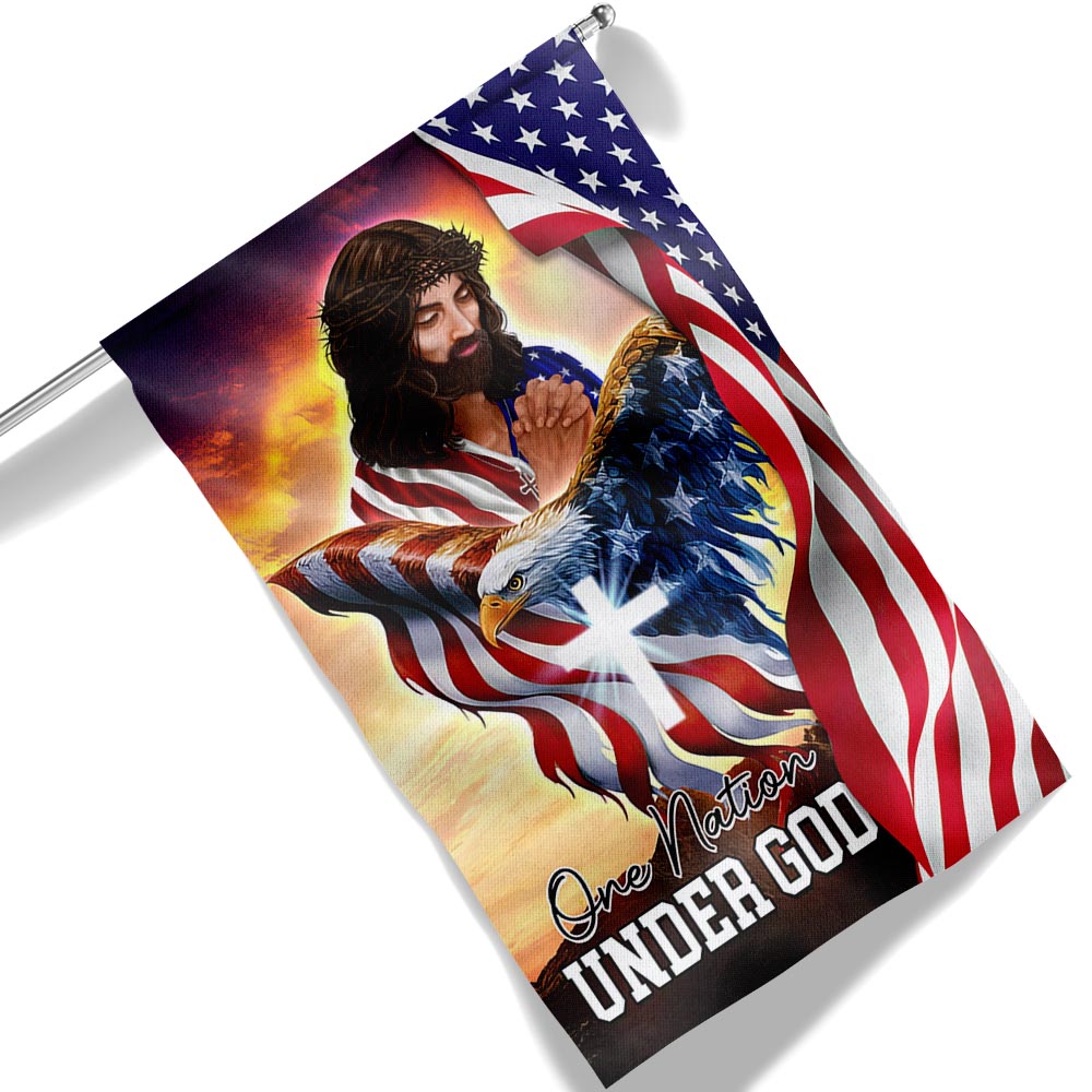 Flagwix American Flag - One Nation Under God, Patriotic Eagle Jesus Christian American Flag TPT902F