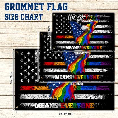 LGBT Pride Eagle Grommet Flag We The People Means Everyone DDH3459GF
