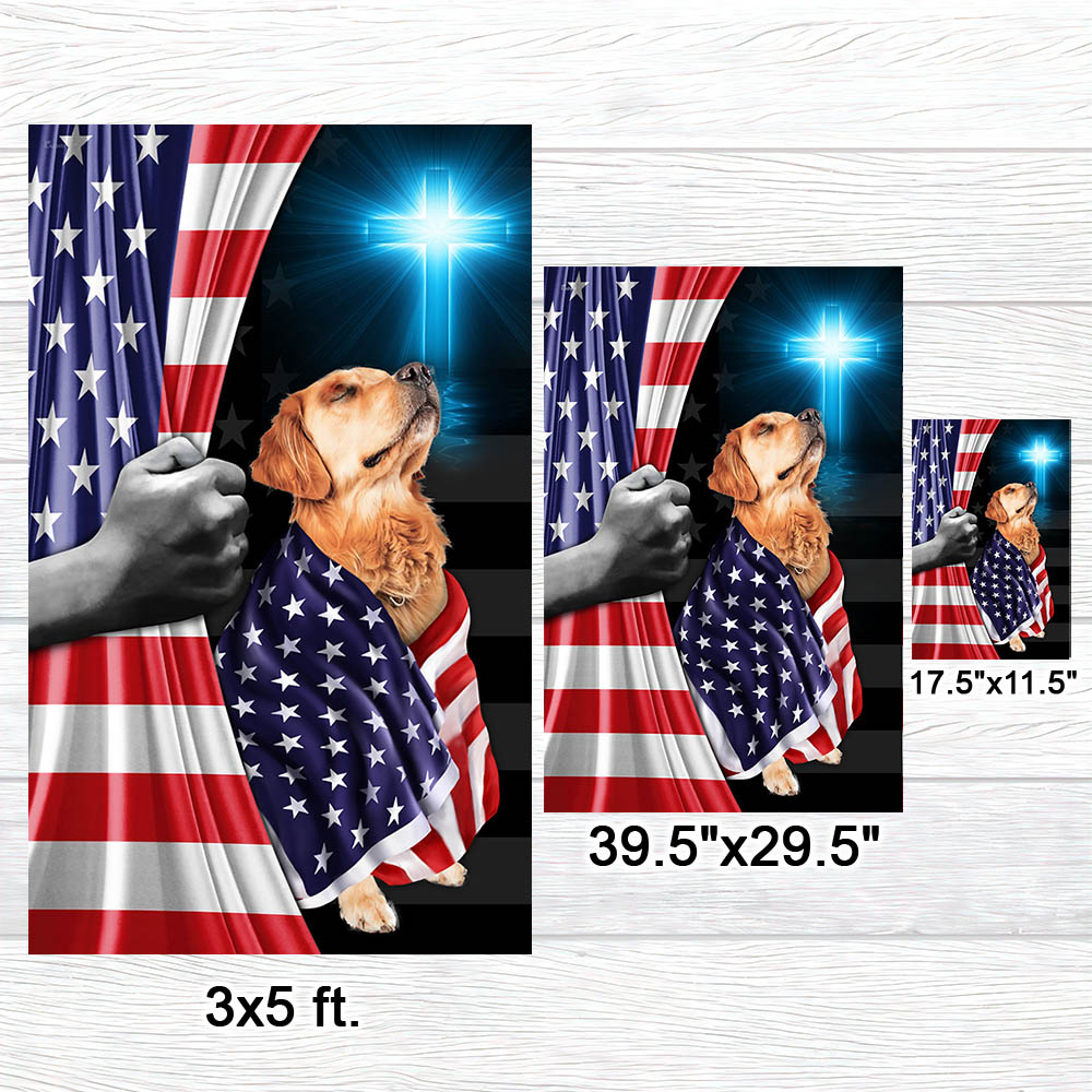 Golden Retriever Patriotic American Flag Wrapped in Glory MLN1430Fv4